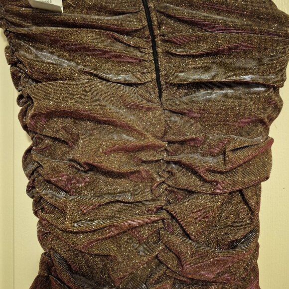 Brand New Metallic Fuchsia Ruched Skirt - Picture 2 of 3